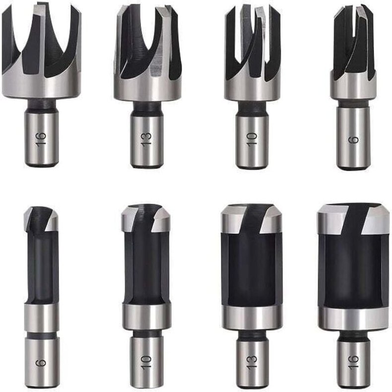 Holzdübel, 8 Stück HSS-Holzbohrer, Dübelschneider, Holzschneidwerkzeug, Holzdübelschneider, Bohrer 6 mm/10 mm/13 mm/16 m...
