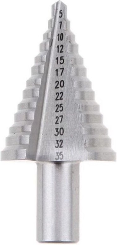 Thumbnail - Konischer Metallbohrer, Stufenbohrer, 5 mm – 35 mm, konisches Dreieck aus Titan mit Titanbeschichtung, zum Bohren mit Sc...
