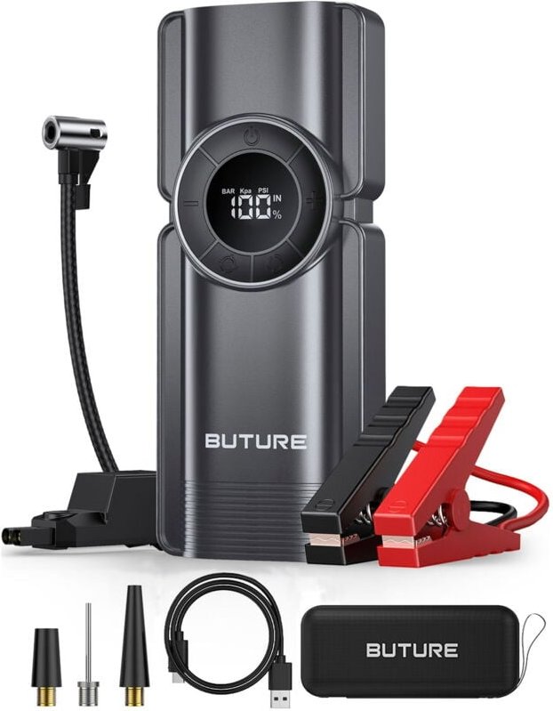 Buture - Starthilfe Powerbank 2500A Spitzenstrom 2000mAh Auto Starthilfe mit LCD-Display(Für alle Benzinmotor oder 8,0L ...