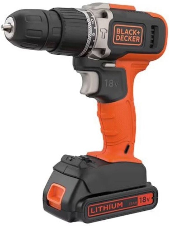 Black+decker Werkzeug - 18V Akku-Schlagbohrmaschine, 1x 1,5 Ah Li-Ion Akku, Ladegerät BCD003C1-QW