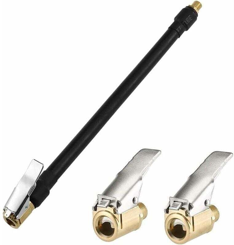 Reifenfüllschlauch, 20 cm, schwarz, flexibler Luftfüllschlauch für Reifen mit 2 Adaptern für Luftpumpenschläuche zum Auf...