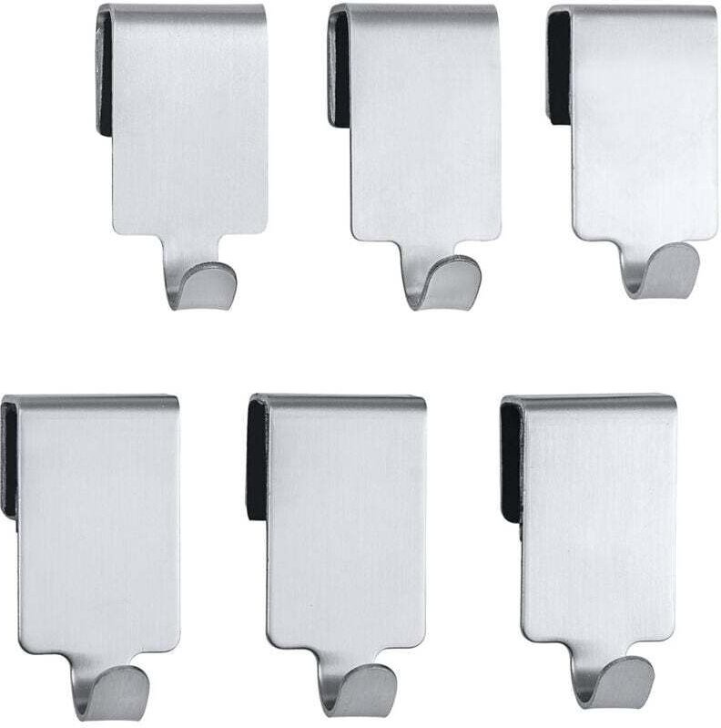 WENKO Crochet Acier inox pour barre de crédence Premium, crochet ustensile cuisine suspension murale, Lot de 6, acier in...