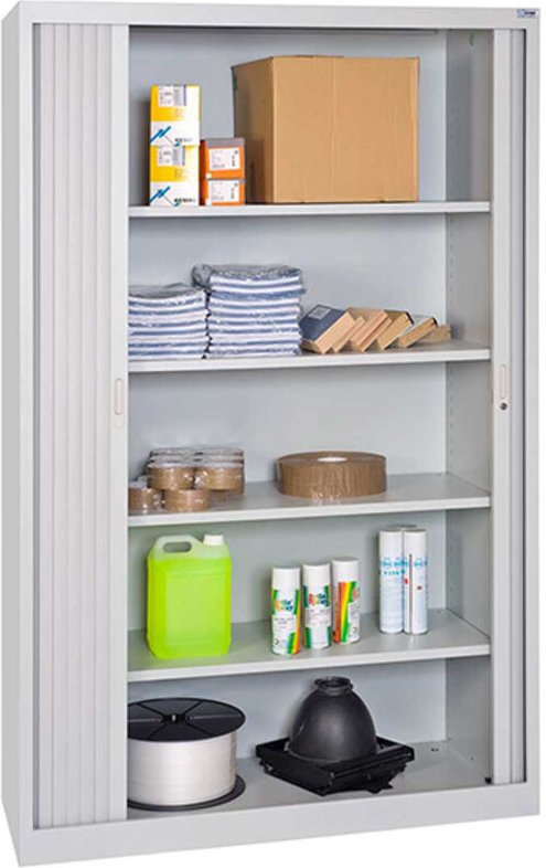 Werkstattschränke mit grauen Vorhängen - 4 Regale - Abm 1200x665x1950mm - W030060002