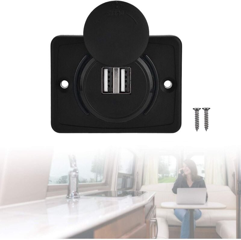 Sjlerst - Suuonee Dual usb Autoladegerät, 3.1A Auto Dual Black abs USB-Anschluss Ladegerät Steckdose 12V led Wasserdicht