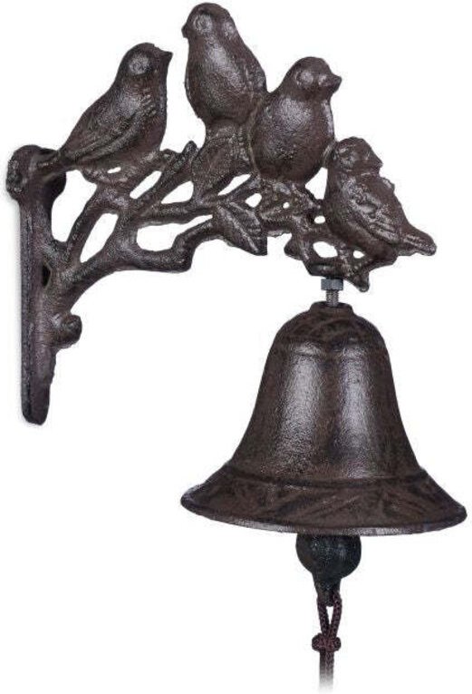 Cast iron doorbell with birds