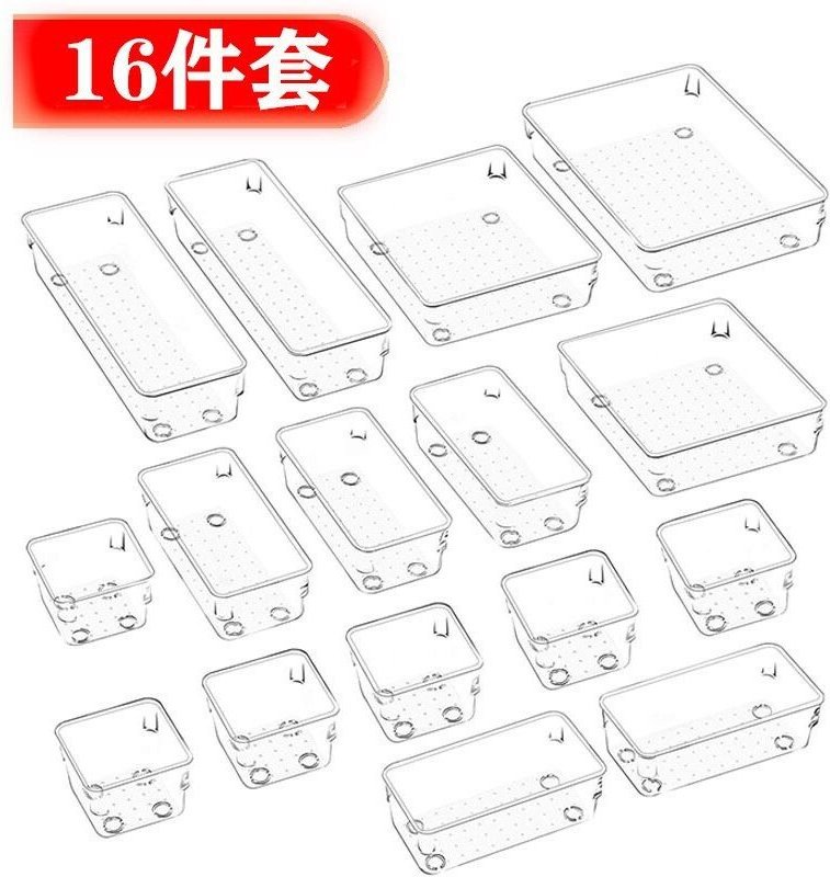 16 Stücke Schubladen Ordnungssystem mit 5 Größen,Klar Kunststoff Organizer Schublade, Schminktisch Organizer