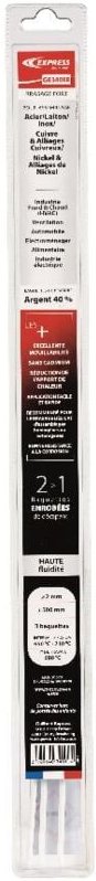 Thumbnail - Umhüllte Baguettes express Silber 40% - ø 2 mm x l 500 mm - Blisterpackung mit 3 Baguettes - GE340EE