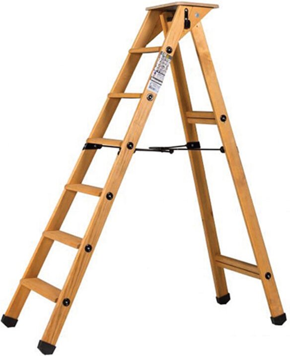 Matisère - Holzstehleiter mit Ablage 6 Stufen - Maximale Arbeitshöhe 2.54m - 683206