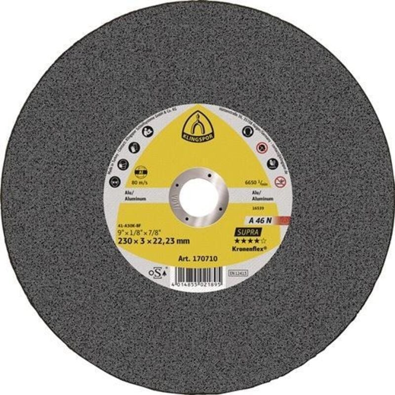 Klingspor Schleifsysteme - klingspor 170710 Trennscheibe a 46 n Supra D230x3mm gerade Aluminium Bohrung 22,