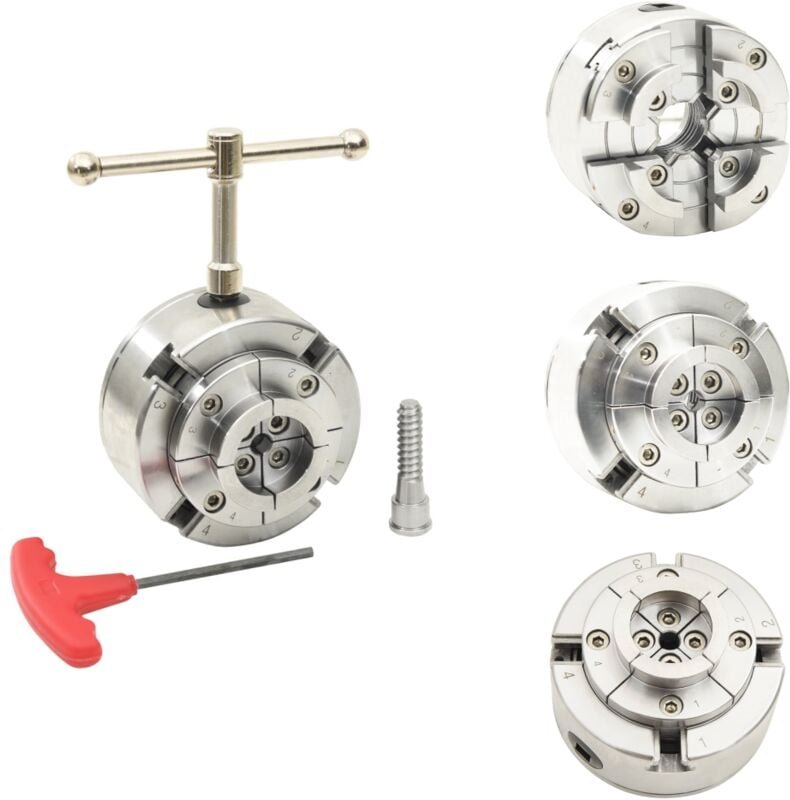 Schraubzwingen & -stöcke - Living 4-Backen-Drechselfutter mit M33 Aufnahme Stahl Silbern 96 mm