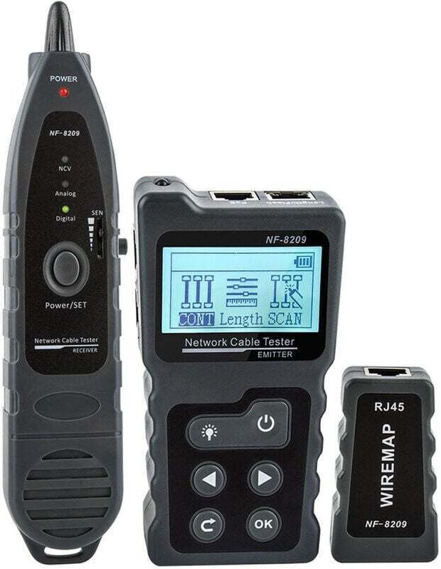 Multifunktionaler LCD-Netzwerkkabeltester, Wire Tracker, PoE Checker, Inline-PoE-Spannungs- und Stromtester mit Kabeltes...