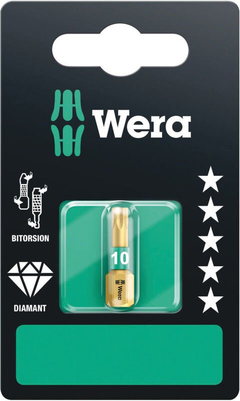 Bit torx 10 L.25mm 1/4 Zoll 6KT C6,3 BiTors.diamantb. Karte m.1 St. 867/1 bdc sb