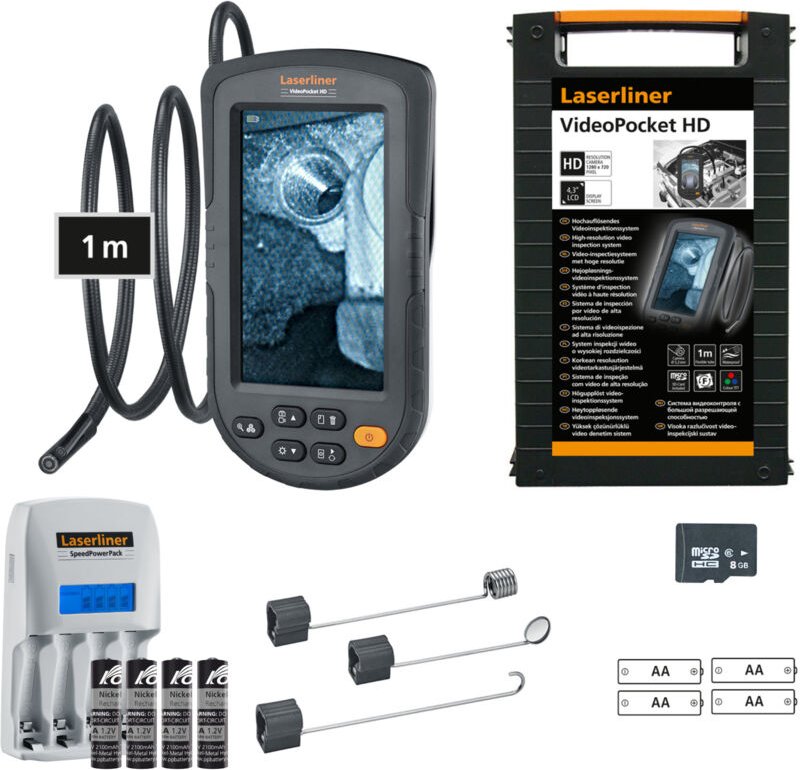 Videoinspektionssystem-Set VideoPocket hd, hochauflösend und kompakt + Akkus + Lader - Laserliner