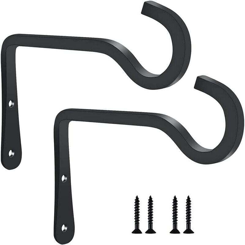 Set mit 2 schwarzen Wandhaken mit Schrauben für Vogelhäuschen. Hängender Blumenkorb. Laternen. Windspiel 15 x 10 cm