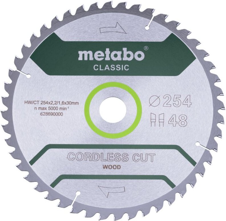 Metabo Sägeblatt cordless cut wood - classic, 254x30 Z48 WZ 5° /B