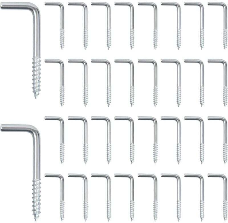 Thumbnail - 2,5 x 13 x 25 mm, 100 Stück L-Hakenschrauben, rechtwinkliger Schraubhaken, L-förmiger gerader Schlitzhaken, Schraube, L-...