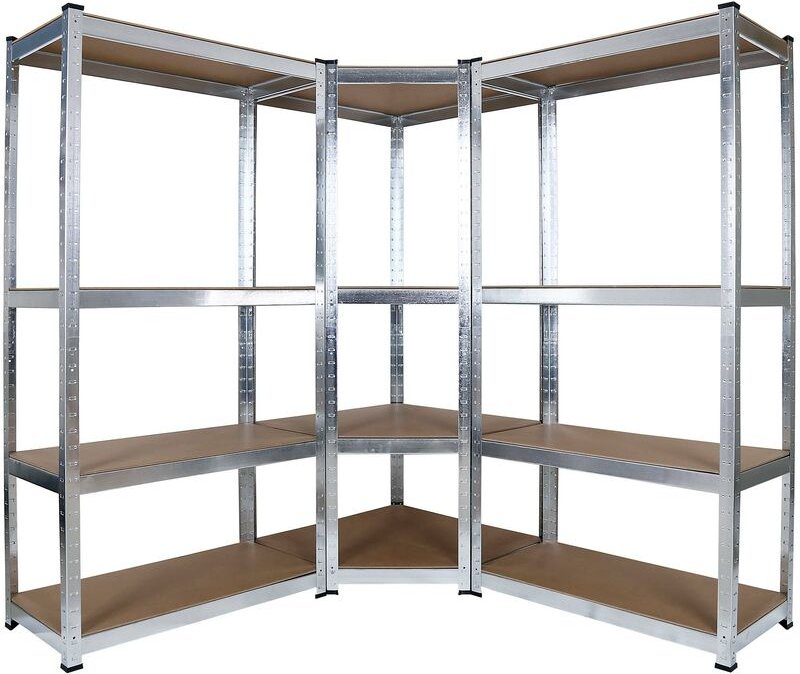 Schwerlast Eckregal 164x150x160cm, 700 kg Gesamtlast, Steckregal verzinkt aus Stahl, Lastenregal mit 4 Ablagen, Werkstat...