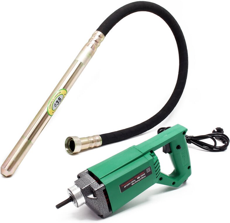 Elektro Einhand Betonrüttler 580 w, Betonverdichter mit ø 35 mm Rüttelflasche mit 150 cm Schlauchlänge, Flaschenrüttler ...