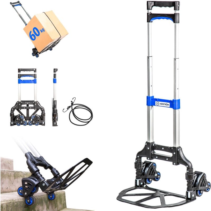 Aluminium-Treppenkarre, 3 Räder Faltbare Sackkarre Umzug und Materialtransport, kompakt, Max. Tragkraft 60kg, 5 Jahre Ga...