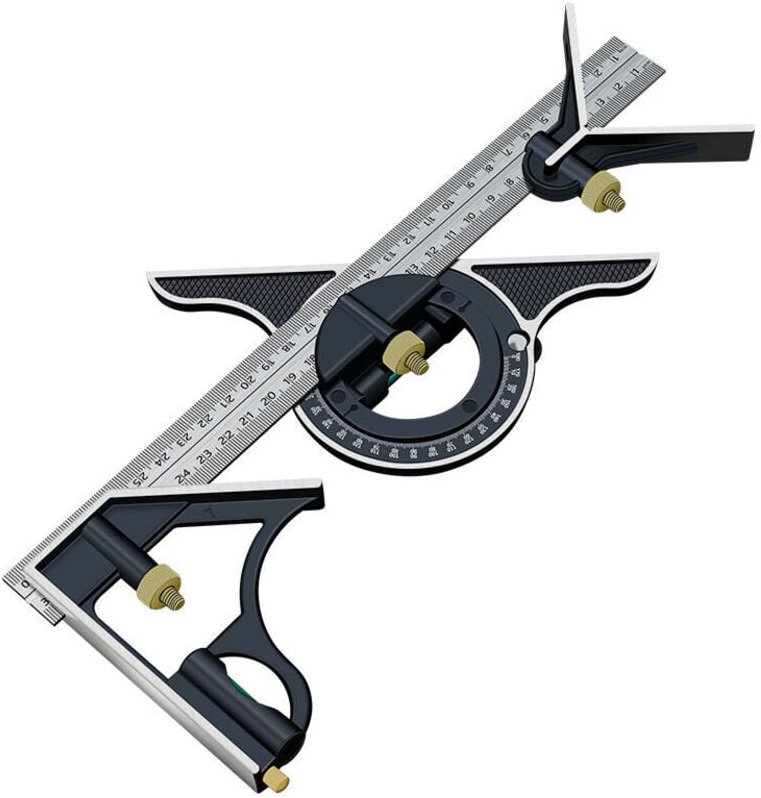 Kombinationswinkellineal, multifunktionales Winkelmaß aus Metall, verstellbares Winkelmaß, Zimmermannswerkzeug, 300 mm