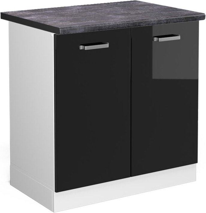 Thumbnail - Vicco - Spülenunterschrank R-Line, Schwarz Hochglanz, 80 cm , ap Anthrazit