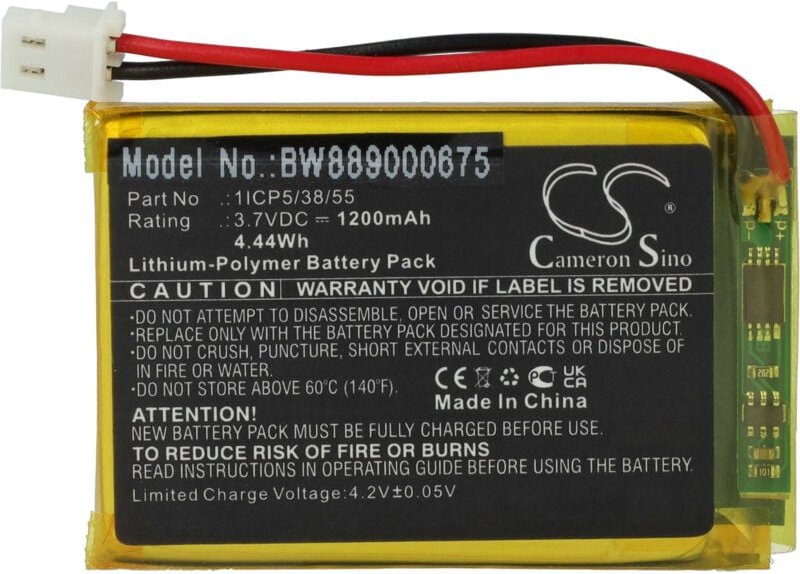 Vhbw - Akku Ersatz für nuk 1ICP5/38/55 für Babyphone Babytalker (1200mAh, 3,7V, Li-Polymer)