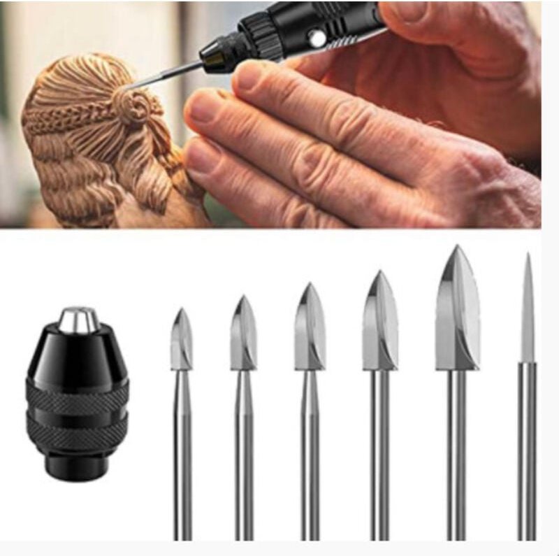 Holzschnitzwerkzeuge für Rotationswerkzeuge, 5-teiliges HSS-Holzbearbeitungswerkzeug-Gravurbohrer-Set, Holzhandwerk-Schl...
