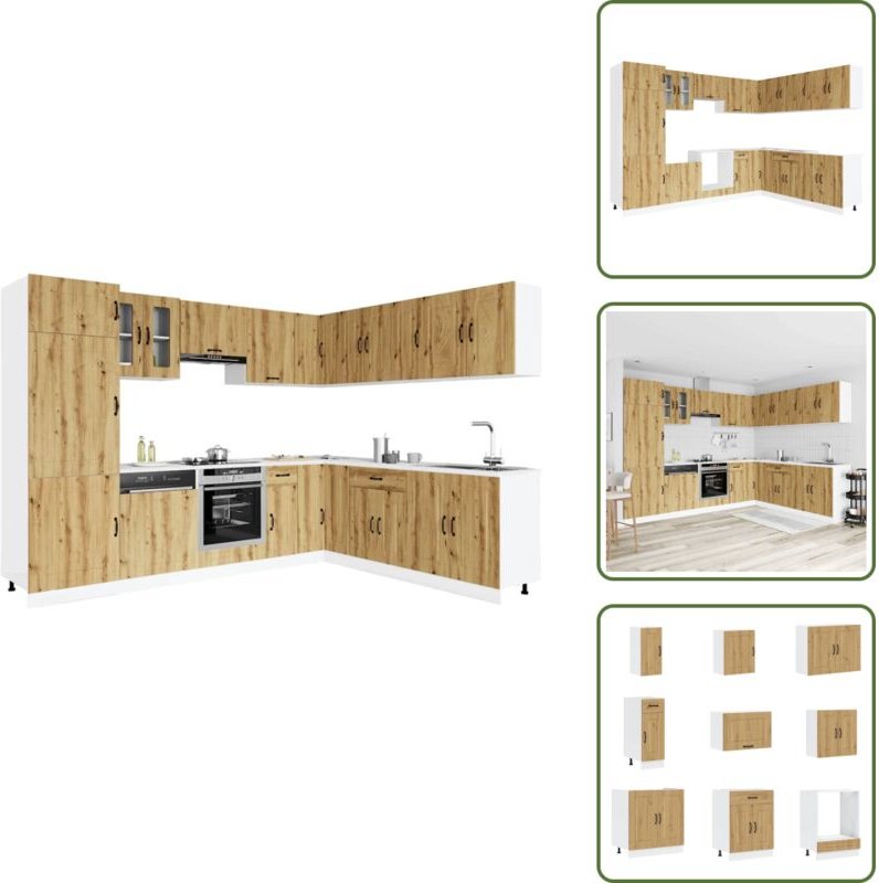 Vidaxl - 14-tlg. Küchenschrank-Set Kalmar Artisan-Eiche Holzwerkstoff - Küchenschrank-Set - Küchenschrank-Sets - Küchenz...
