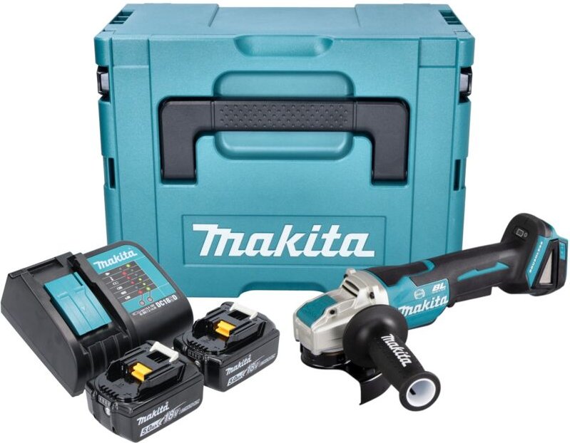 Makita DGA 520 SMJX1 Akku Winkelschleifer 18 V 125 mm X-LOCK Brushless + 2x Akku 4,0 Ah + Ladegerät + Makpac