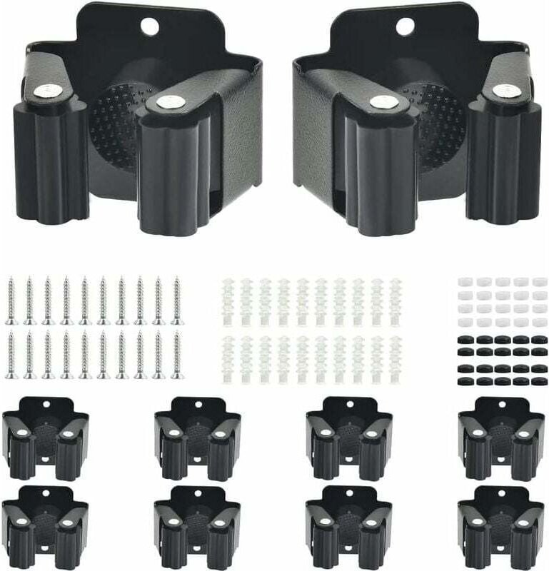 10 Stück Wandbesenhalter, Edelstahl-Gerätehalter, Wandmontage-Set, Gartenwerkzeug-Besenhalter, Wandbesen, Haken, Gartenw...