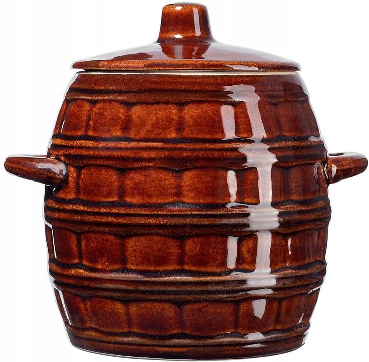 Steinzeugtopf mit Deckel, Gärtopf aus Keramik, Einlegtopf für Gurken, 3.2L - Kadax