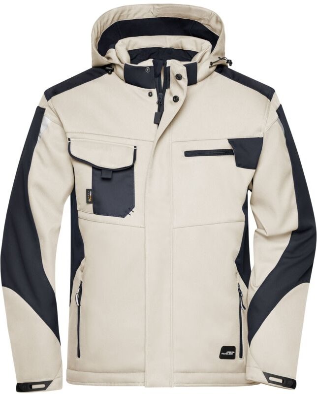 James & Nicholson Professionelle Softshelljacke mit Innenfutter JN824 Gr. XL stone/black