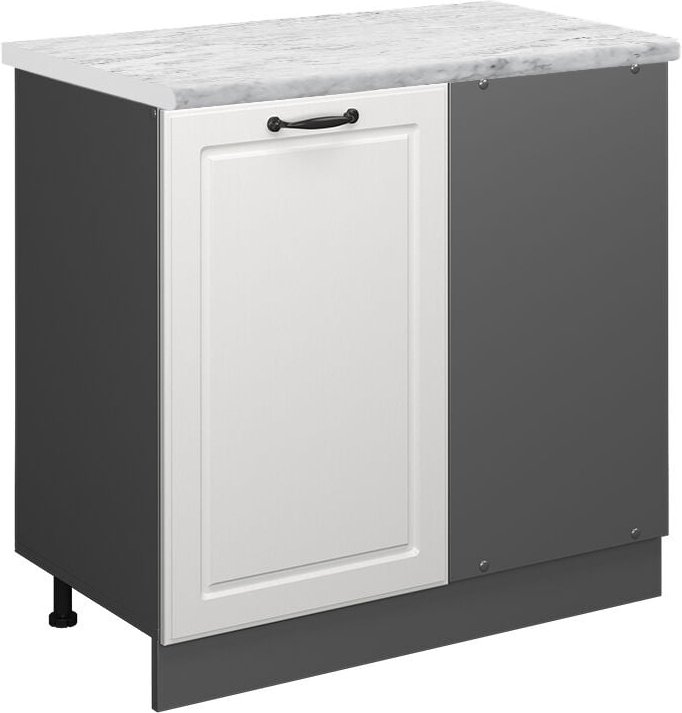 Thumbnail - Eckunterschrank R-Line, Weiß Landhaus, 86 cm AP Marmor, Vicco