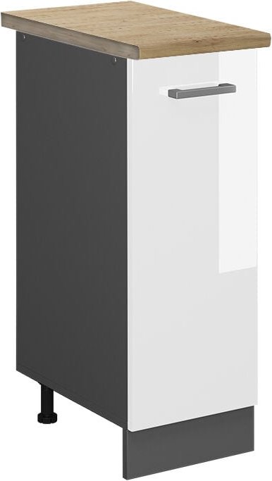 Vicco - Unterschrank R-Line, Weiß Hochglanz, 30 cm , ap Eiche
