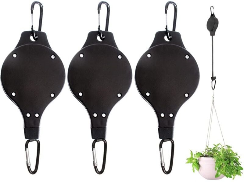 Pflanzenrolle, Pflanzenrollenaufhängung zum Aufhängen von Blumenkörben, Haken für Gartenkörbe (3 Stück)