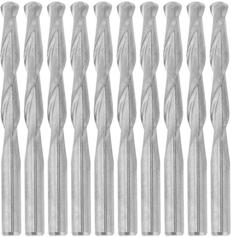 Ulisem Spiralfräser aus Wolframkarbid, 10 Stück, 3,175 mm, CNC-Fräser für Holz, Acryl, PVC