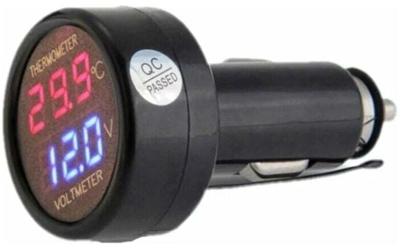 2-in-1-Voltmeter und Thermometer, digitales Autobatterie-Spannungsmessgerät, Temperaturanzeige, dc 12 v 24 v Überwachung...