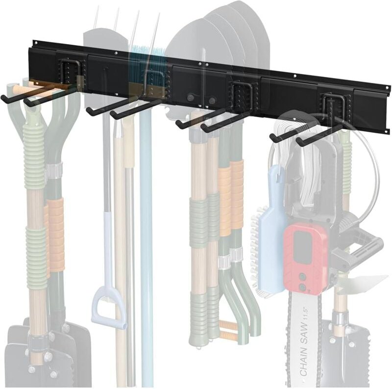 Werkzeugregal zur Garagenorganisation, robustes Wandmontage-Aufhänger-Organizer-System für Gartengeräte im Schuppen, Ski...