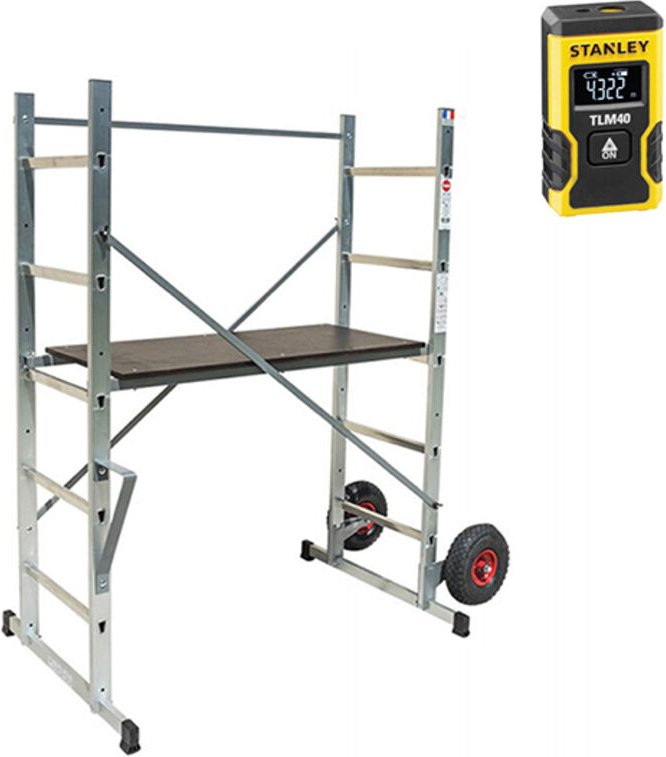 Gartengerüst mit 2 Rollen - Arbeitshöhe 2.88m maxi + Laser - 9473-951-LASER