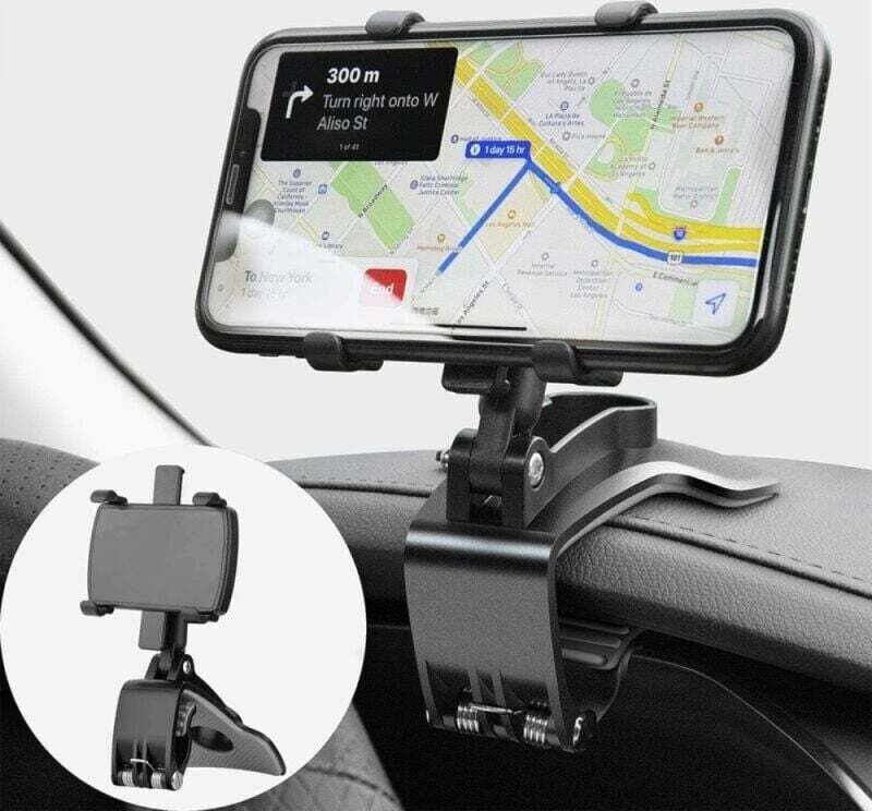 XVX - Soporte para teléfono de coche con rotación de 360 grados, compatible con gps y smartphones de 4 a 7 pulgadas (neg...