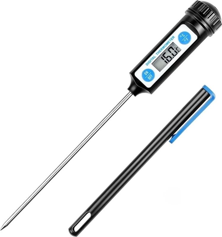 Digitales Küchenthermometer mit langer Sonde und LCD-Display für Lebensmittel wie Fleisch, Öl, Milch, Wein, Grillgut und...