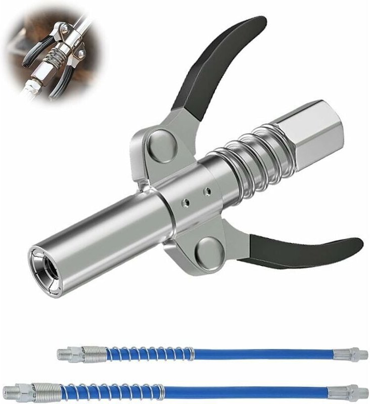 Thumbnail - ZVD - Embout Pompe a Graisse, Pompe a Graisse Pneumatique Electrique Manuelle avec Tuyau Flexible, Coupler g pour Pompe ...