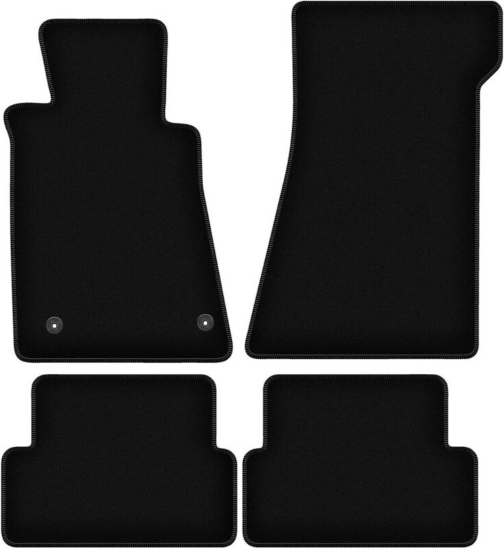 BASIC schwarze Veloursmatten für: Mercedes SL R107 mit Katalysator Coupé, Cabrio (1985-1989)