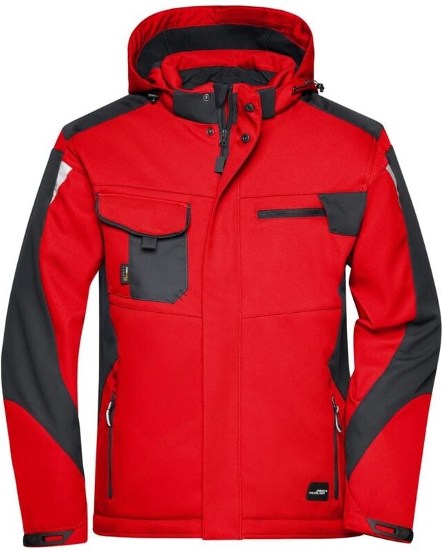 Thumbnail - James&nicholson - Professionelle Softshelljacke mit Innenfutter JN824 Gr. xl red/black