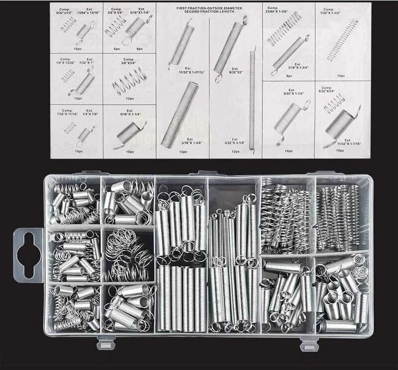 200-teiliges Federsortiment Zugfedern Verschiedene kleine Zug- und Druckfedern mit Aufbewahrungsbox