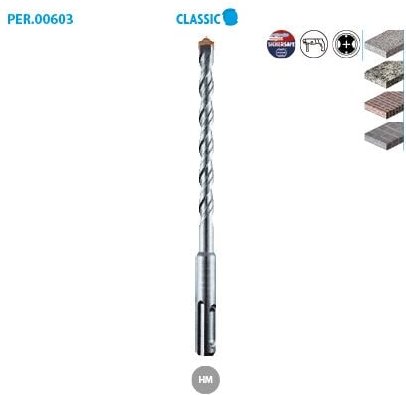 Sds+ 2-Schneiden-Bohrer Classic Beton ø 6 Länge 210 Länge. Nützlich 150mm