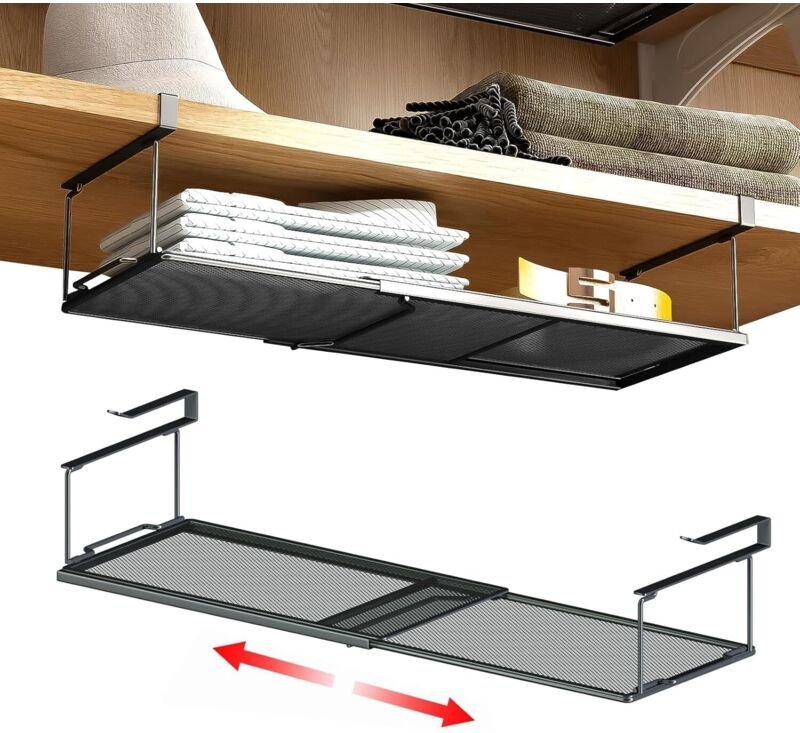 Packung Aufbewahrungskorb für unter das Regal, Hängeregal-Organizer, erweiterbarer zusätzlicher Stauraum unter dem Schra...