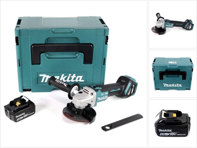 Dga 513 G1J Akku Winkelschleifer 18V 125mm Brushless + 1x Akku 6,0Ah + Makpac - ohne Ladegerät - Makita
