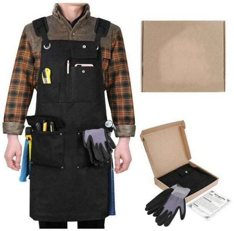 Tischler-Werkstattschürze mit 10 Werkzeugtaschen – robuste Segeltuch-Schweißschürze