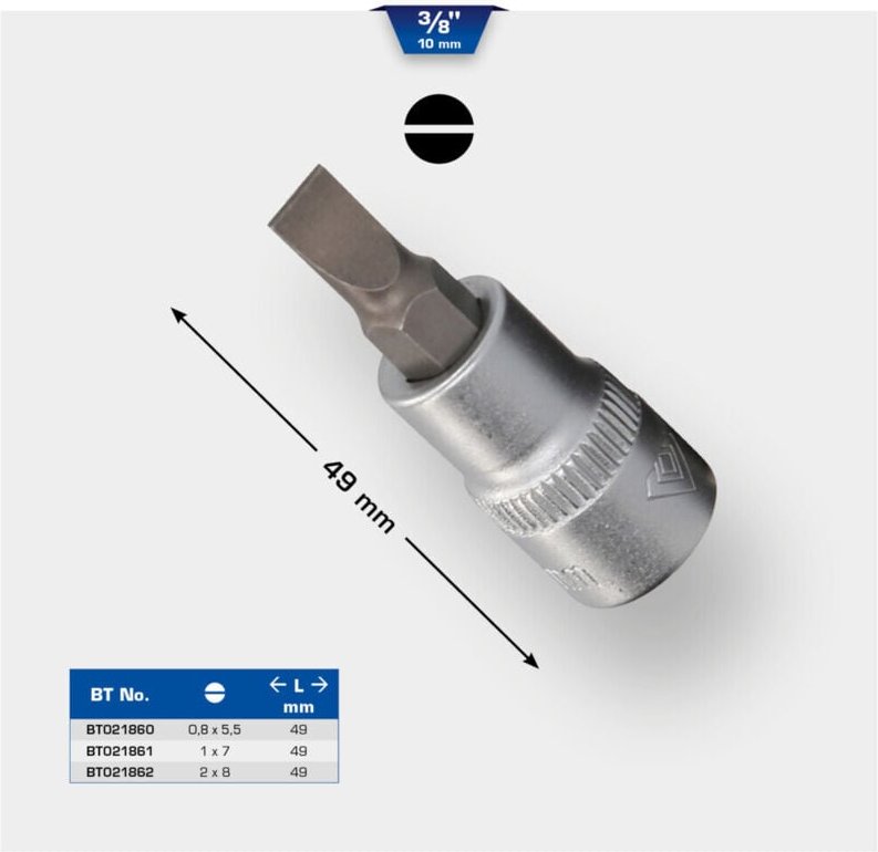 Brilliant Tools - 3/8' Schlitz Bit-Stecknuss, 2 x 8 mm
